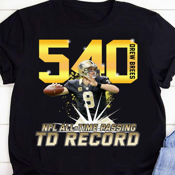 New Orleans Saints Drew Brees 540 NFL All-time Passing TD Record t-shirt shirt