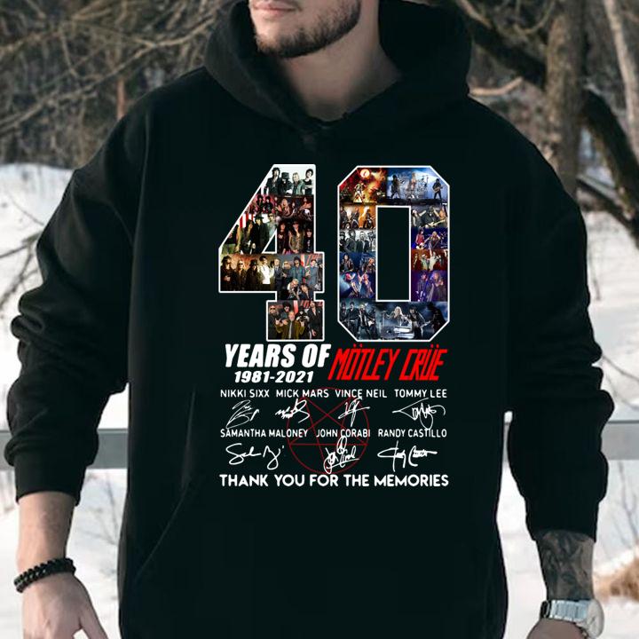 40 Years Of 1981 2021 Motley Crue Thank You For The Memories Signatures t-shirt hoodie