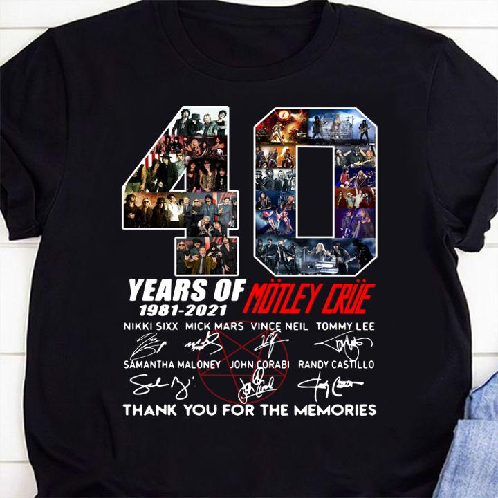 40 Years Of 1981 2021 Motley Crue Thank You For The Memories Signatures t-shirt shirt