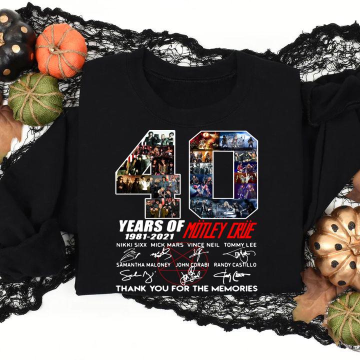 40 Years Of 1981 2021 Motley Crue Thank You For The Memories Signatures t-shirt sweatshirt