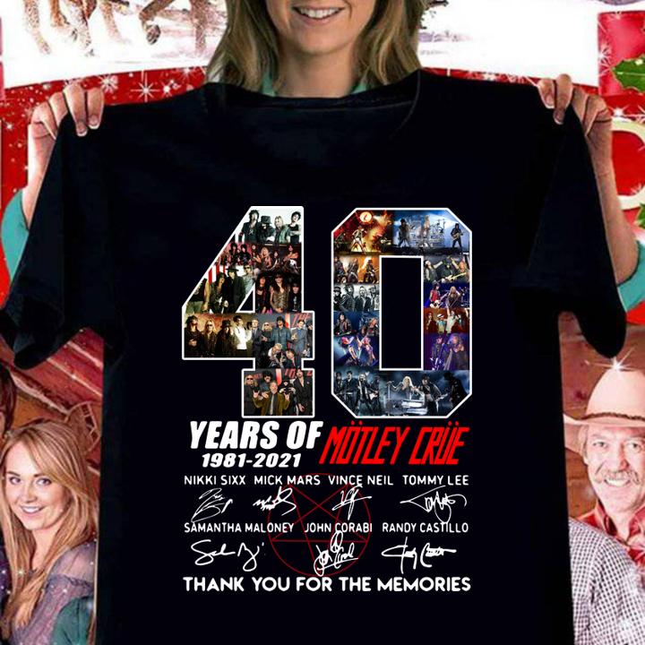 40 Years Of 1981 2021 Motley Crue Thank You For The Memories Signatures t-shirt woman shirt