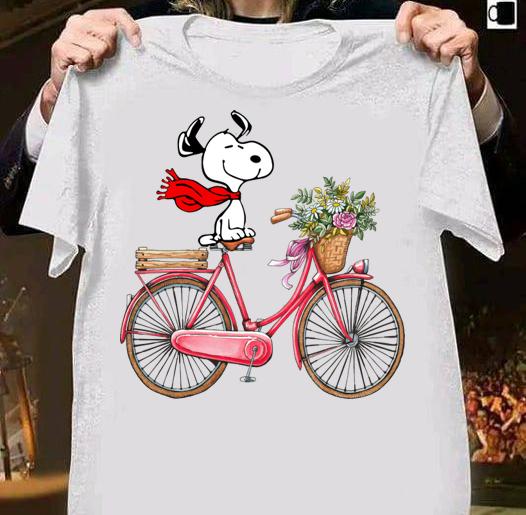 Snoopy and bicycle t-shirt shirt