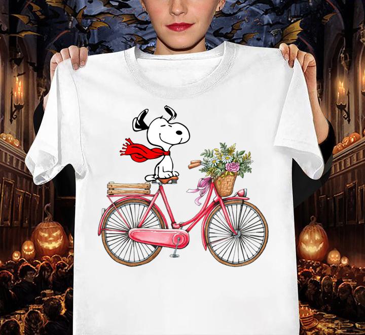 Snoopy and bicycle t-shirt woman shirt