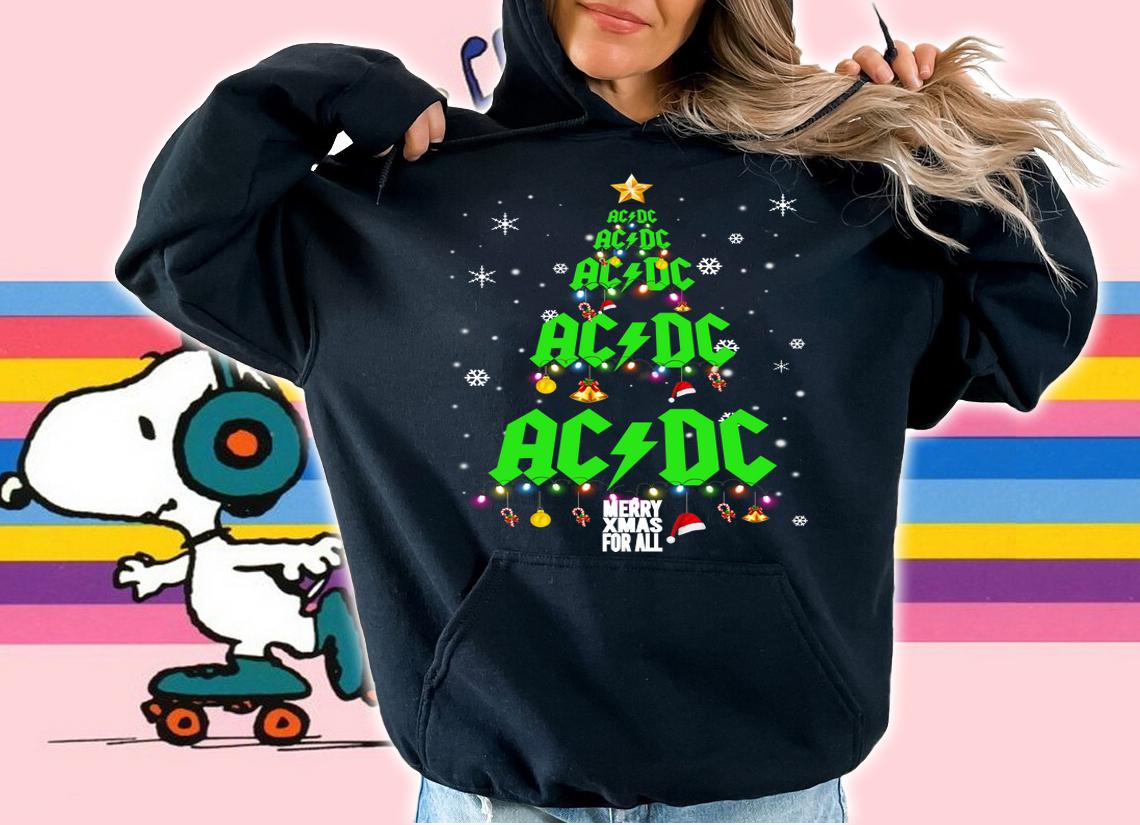 ACDC Merry Xmas for all Christmas tree t-shirt hoodie