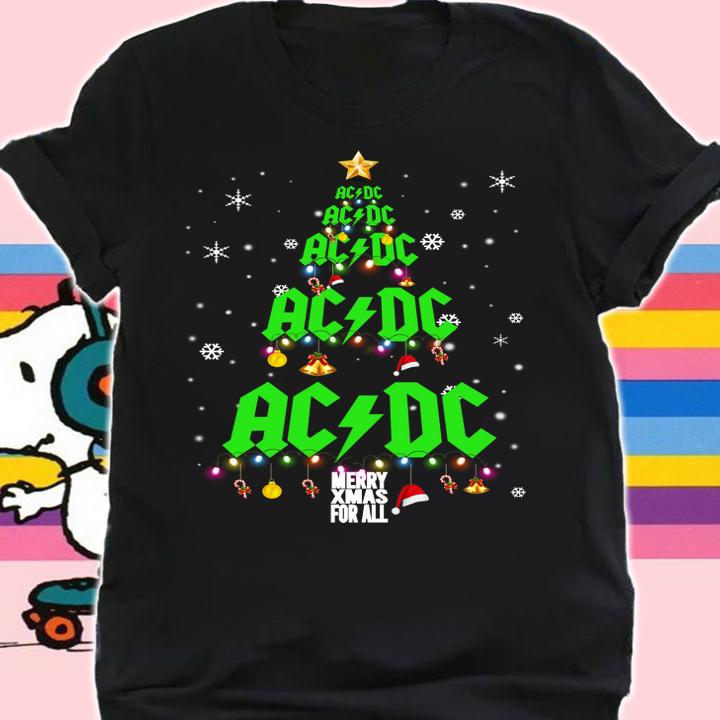 ACDC Merry Xmas for all Christmas tree t-shirt shirt
