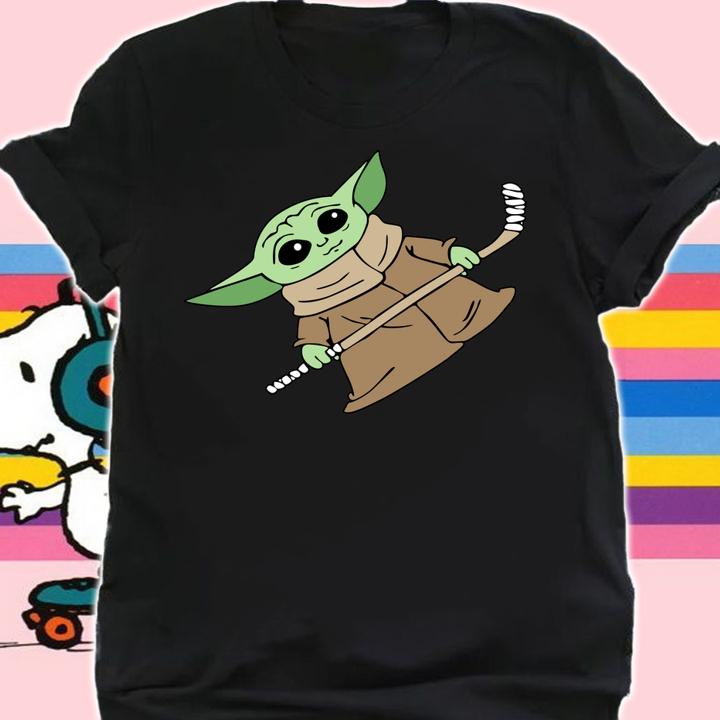 Star Wars Baby Yoda Playing Hockey t-shirt shirt
