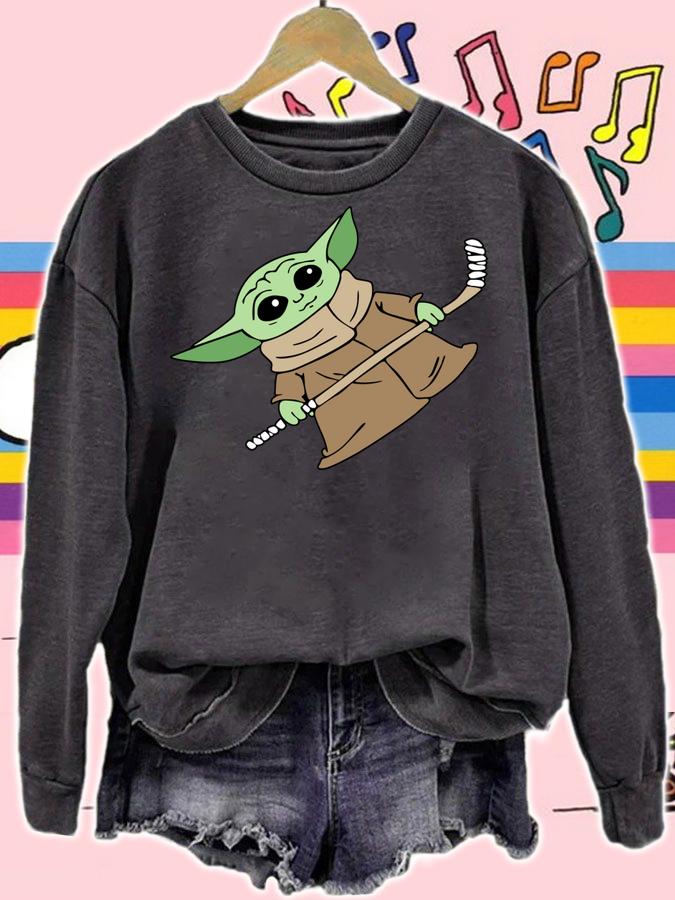 Star Wars Baby Yoda Playing Hockey t-shirt sweatshirt