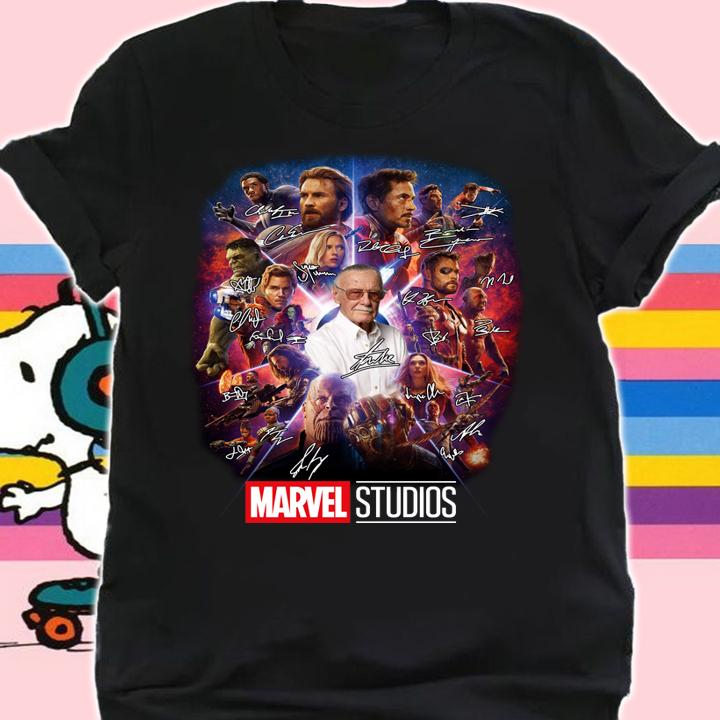 Marvel Studios All Characters Avengers And Stan Lee Signatures t-shirt shirt