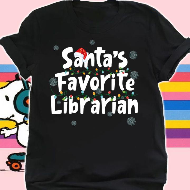 Santa's Favorite Librarian Funny Christmas Ornaments t-shirt shirt