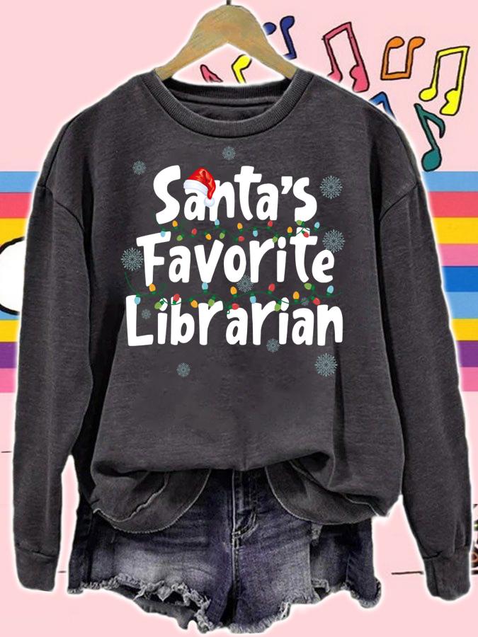 Santa's Favorite Librarian Funny Christmas Ornaments t-shirt sweatshirt