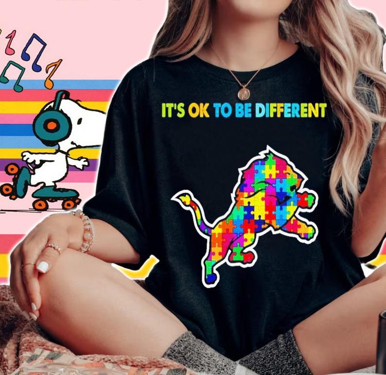 Detroit Lions Autism its ok to be different t-shirt woman shirt