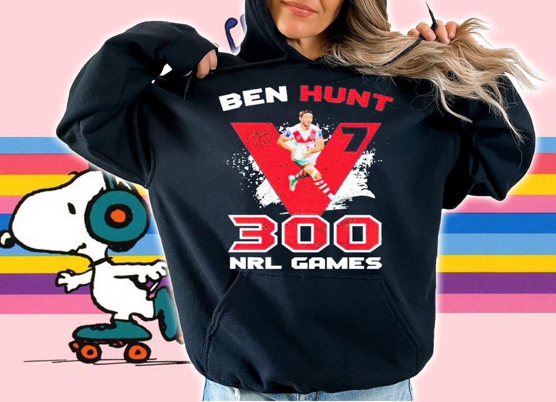 Dragons team Ben Hunt 300 NRL games t-shirt hoodie