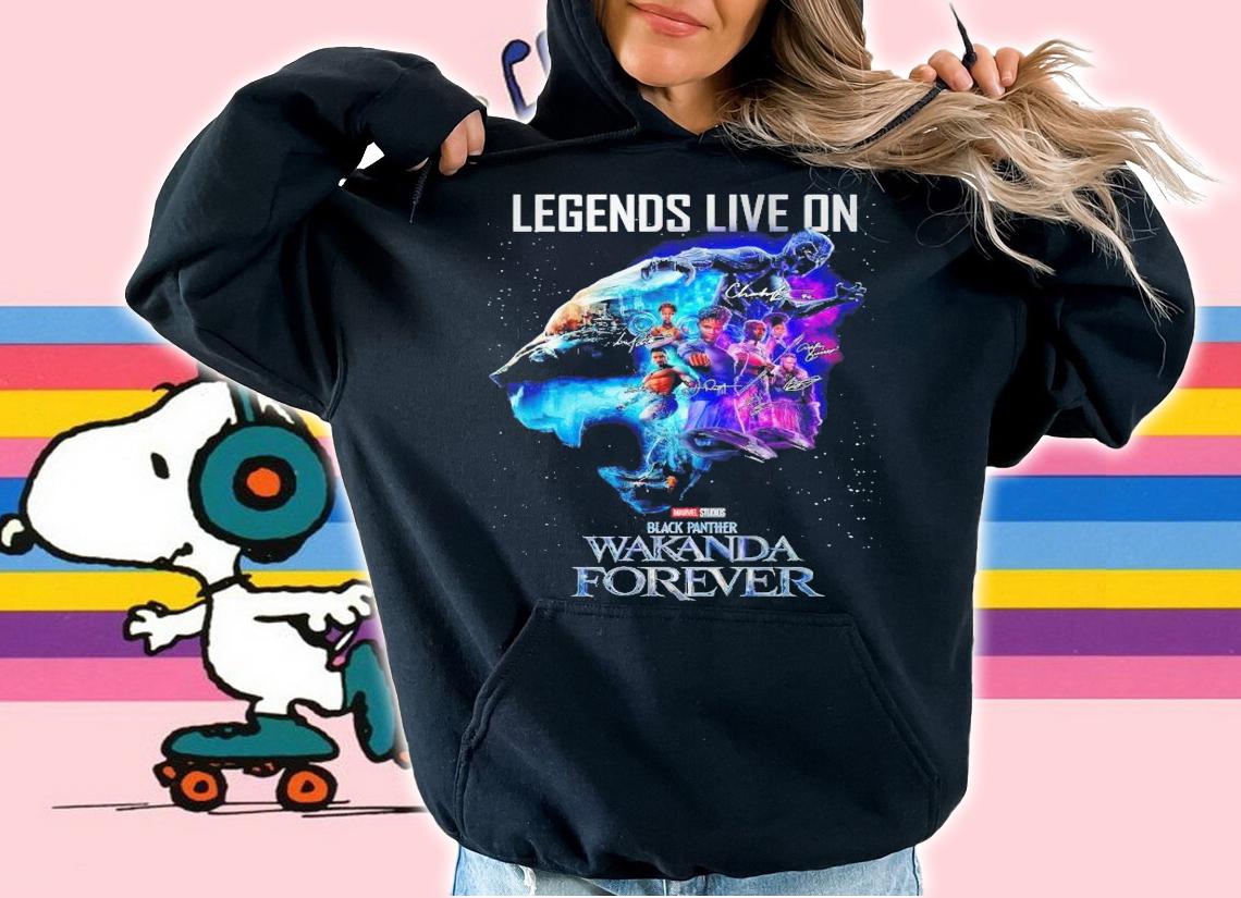 Black Panther Wakanda Forever legends live on signatures shirt t-shirt hoodie