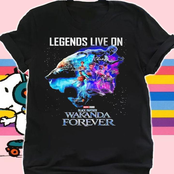 Black Panther Wakanda Forever legends live on signatures shirt t-shirt shirt