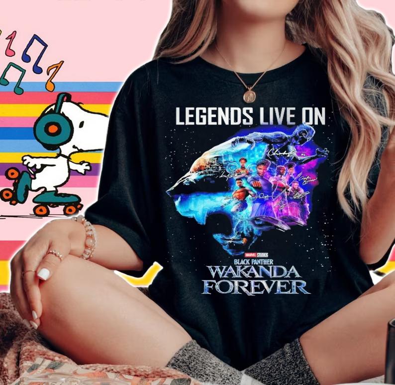 Black Panther Wakanda Forever legends live on signatures shirt t-shirt woman shirt