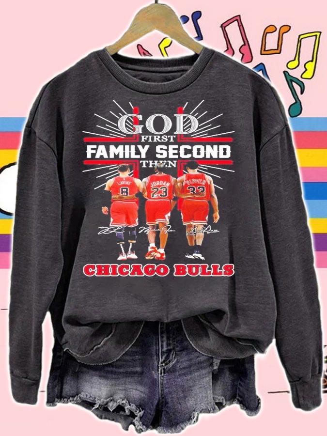 God First Family Second Then Chicago Bulls Signatures 2023 Shirt t-shirt sweatshirt