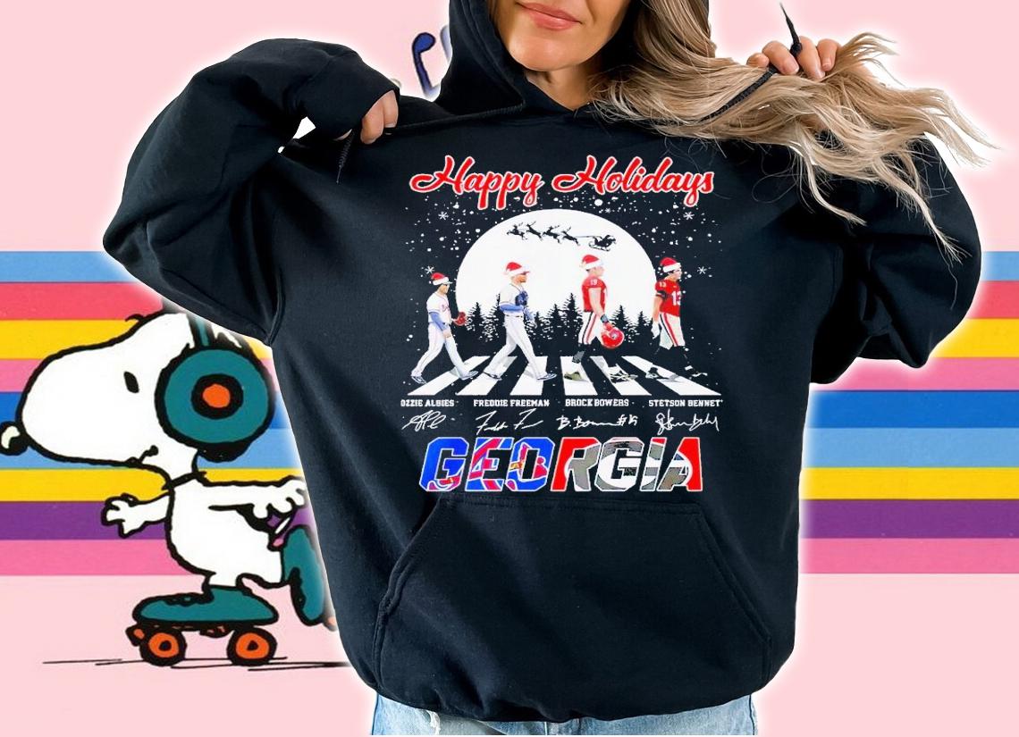Happy Holidays Georgia Abbey Road signatures Christmas shirt t-shirt hoodie