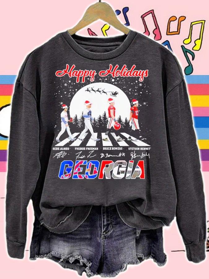 Happy Holidays Georgia Abbey Road signatures Christmas shirt t-shirt sweatshirt