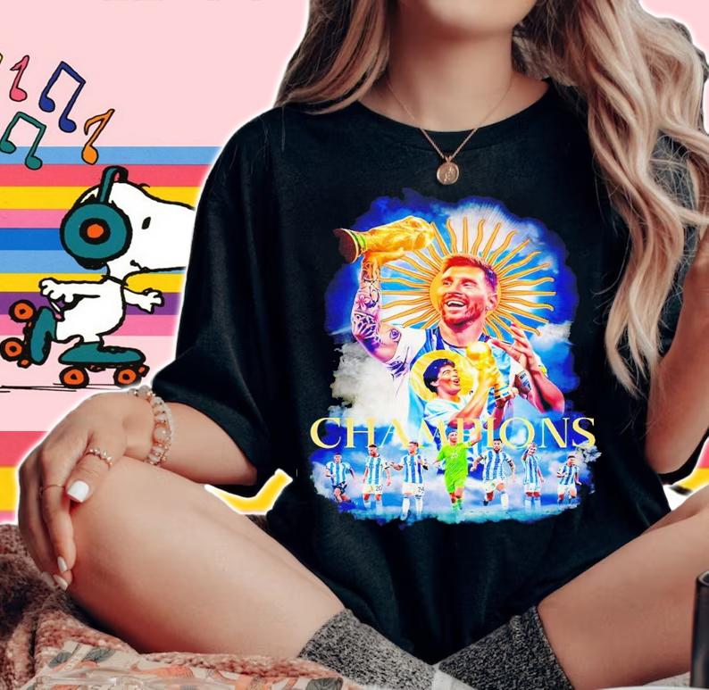 Messi and Maradona and players Argentine champions shirt t-shirt woman shirt