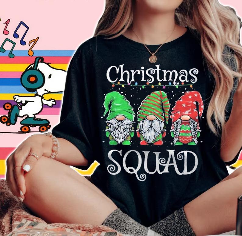 Christmas Squad Family Matching Gnomes Pjs Xmas Boys Kids Shirt