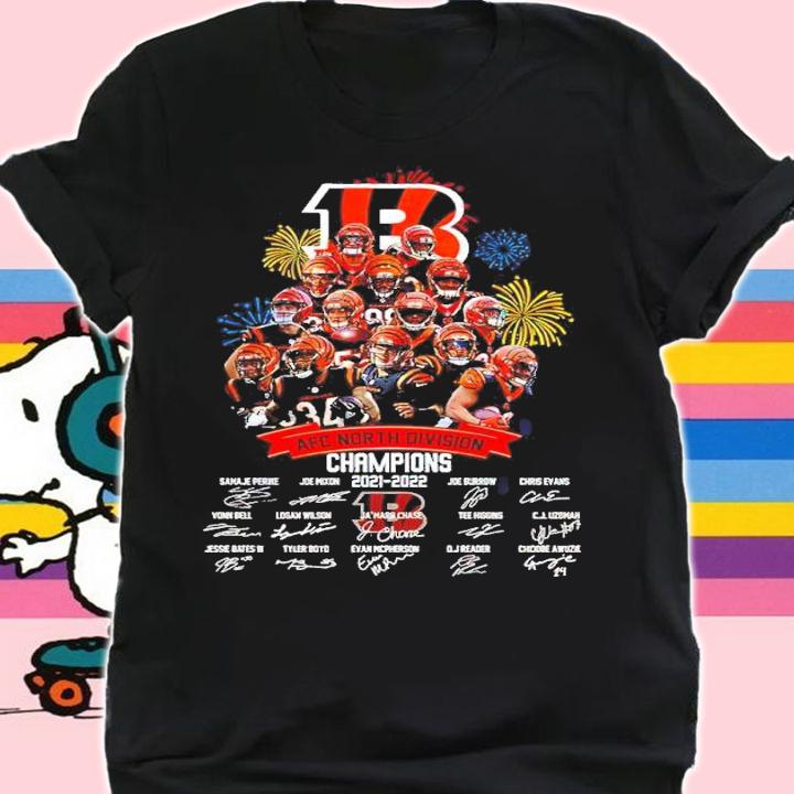 Cincinnati Bengals 2021 2022 AFC North Division Champions NFL VIT Autographed Signatures Shirt shirt