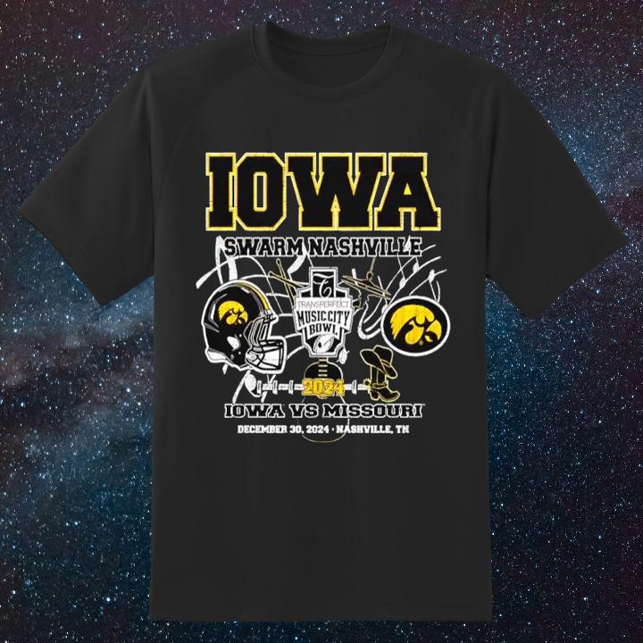 Iowa Swarm Transperfect Music City Bowl 2024 Nashville Shirt – Iowa vs Missouri Fan Gear