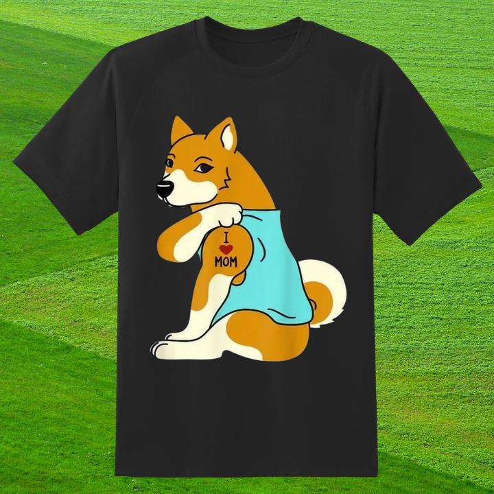 Shiba I Love Mom Tattoo Mothers Day Dog Lover T-Shirt