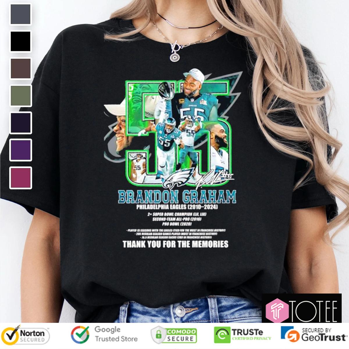 55 Brandon Graham Philadelphia Eagles 2010 2024 Signed T-Shirt