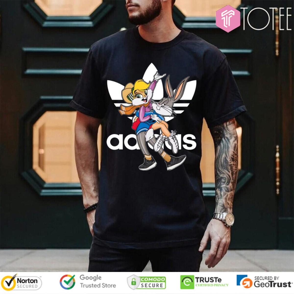 Lola And Bugs Bunny Looney Tunes Parody Adidas Logo T-Shirt