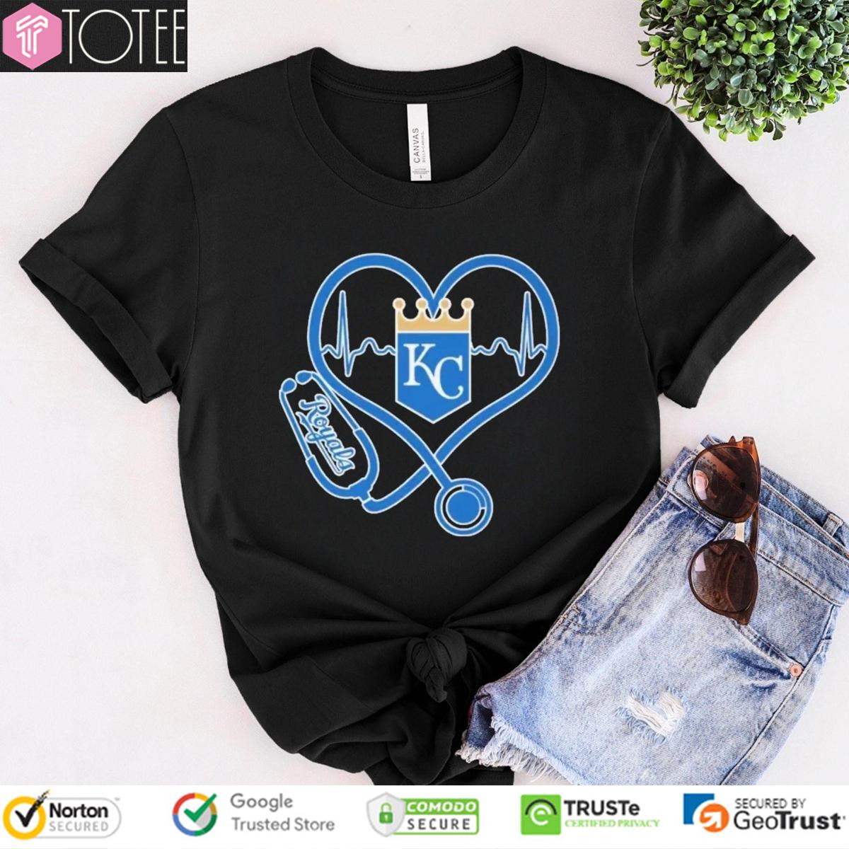 Stethoscope Kansas City Royals Heart Nurse T-Shirt