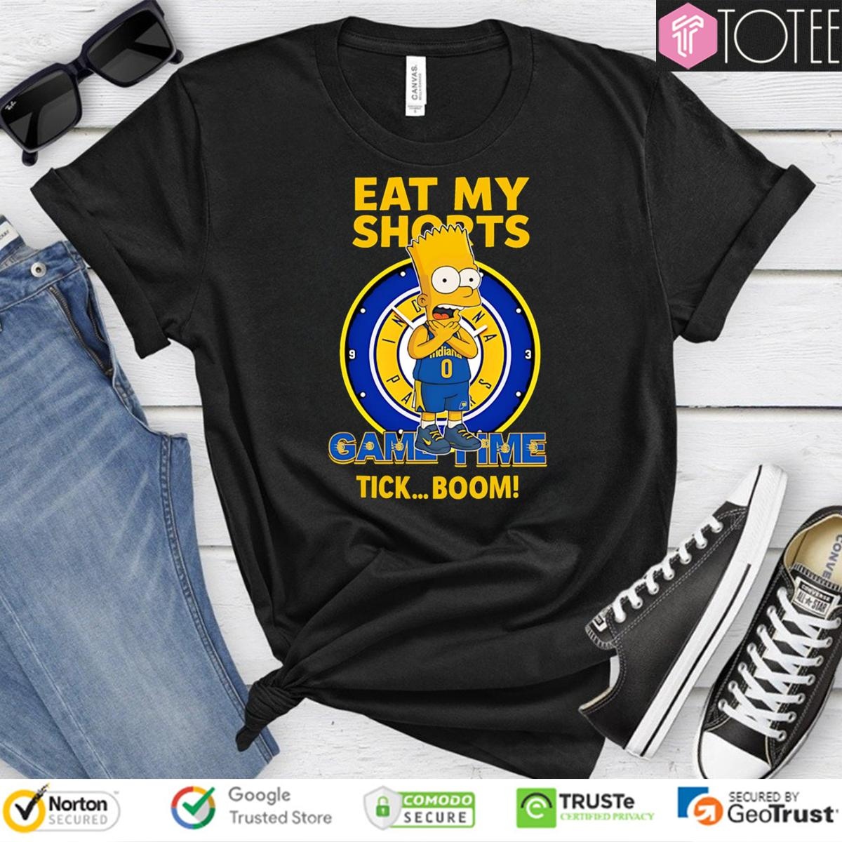 Bart Simpson Indiana Pacers Eat My Shorts Came Time Tick Boom T-shirt