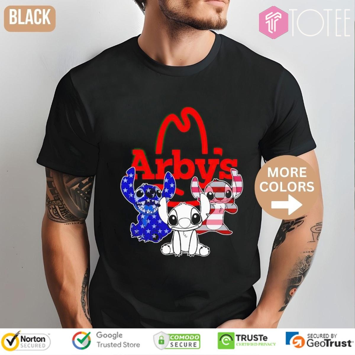 Stitch Arbys Red White And Blue American Flag 4Th Of July T-shirt