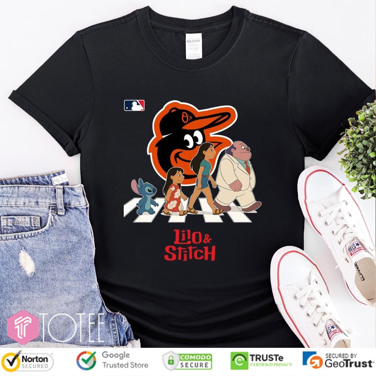 Lilo And Stitch Abbey Road Baltimore Orioles Baseball T-shirt