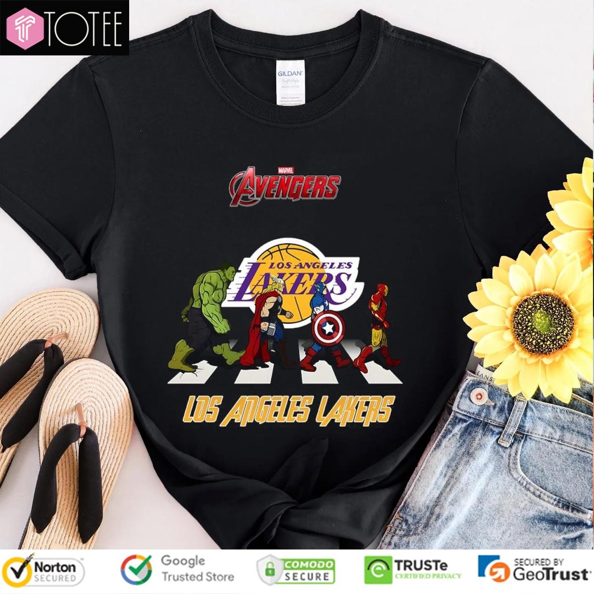 Los Angeles Lakers Marvel Avengers Abbey Road T-shirt