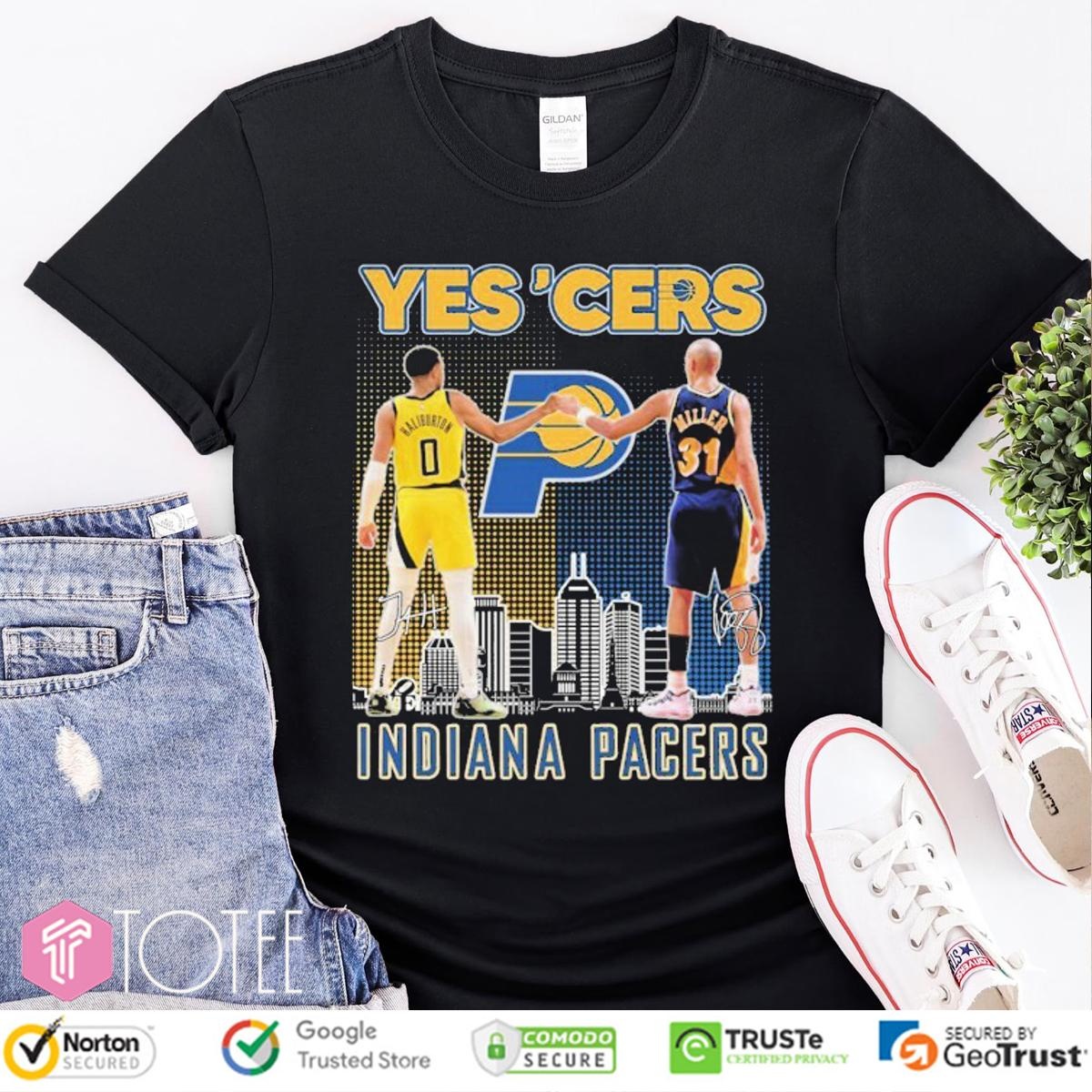 Tyrese Haliburton Choke Sign Reggie Miller Yes Cers Indiana Pacers T-shirt