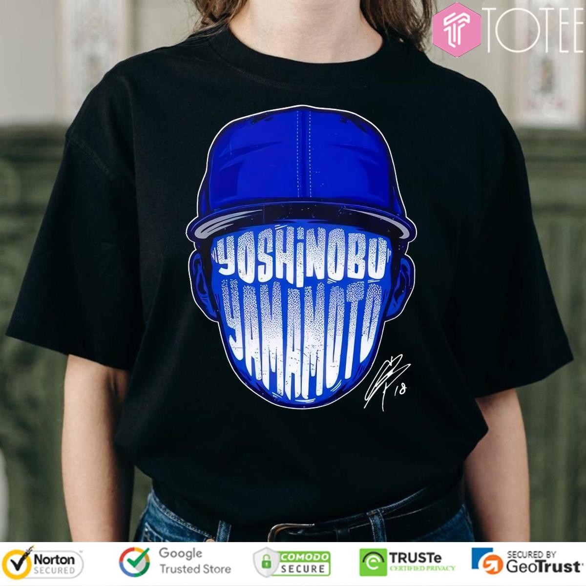 Los Angeles Dodgers Yoshinobu Yamamoto Face Silhouette Signature T-shirt