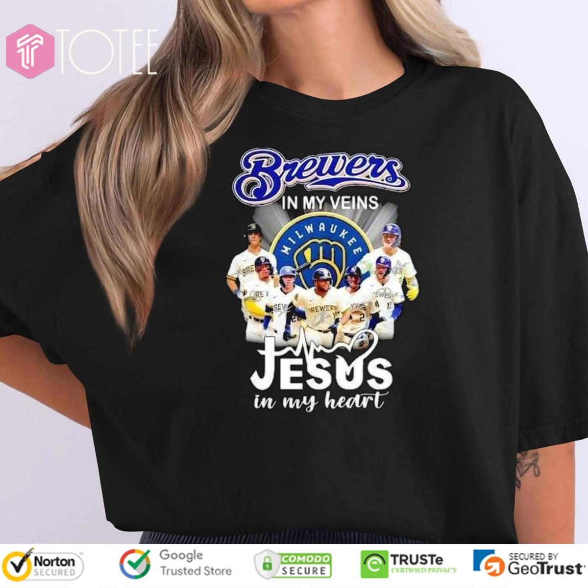 In My Veins Jesus In My Heart Milwaukee Brewers Baseball T-shirt