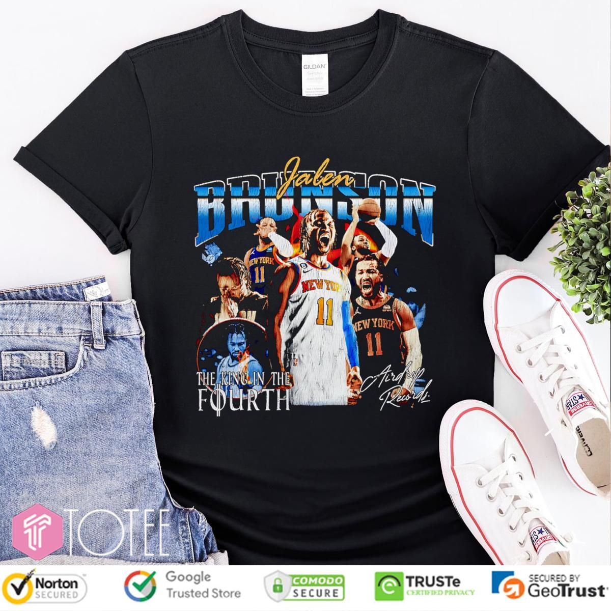 Jalen Brunson The King In The Fourth Knicks Signature Vintage Bootleg T-shirt