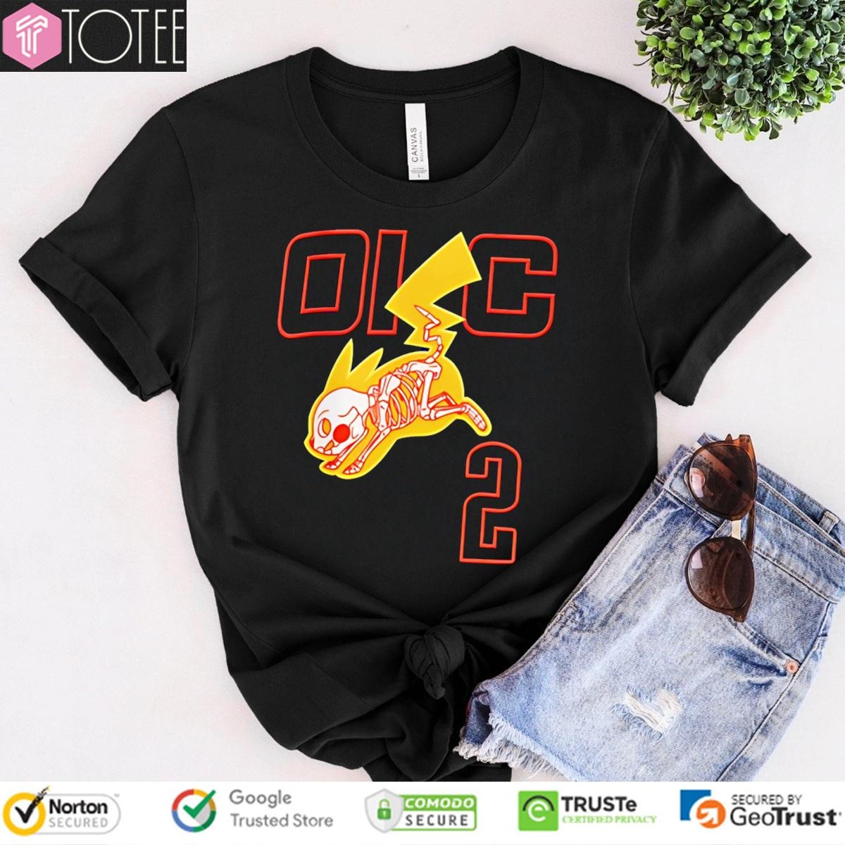 Pikachu X-Ray Pokemon Oklahoma City Thunder T-shirt
