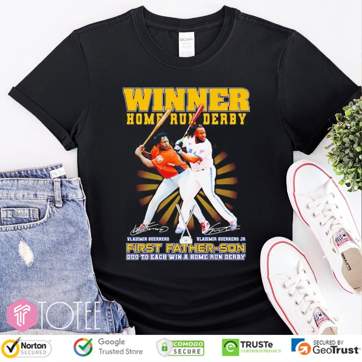 Vladimir Guerrero Father-Son Winner Home Run Derby Signatures T-shirt