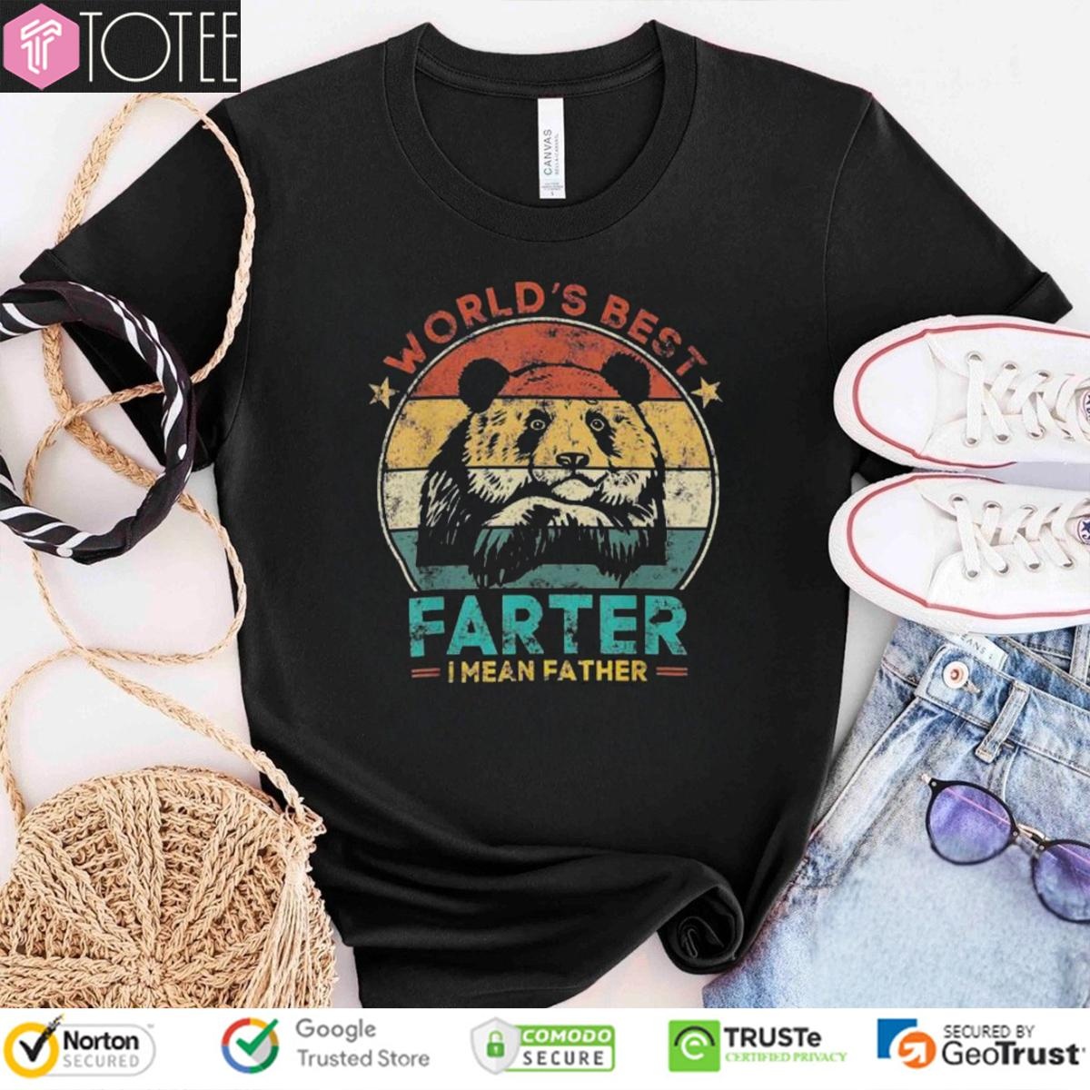 Worlds Best Farter I Mean Father Panda Bear Fathers Day Vintage T-shirt