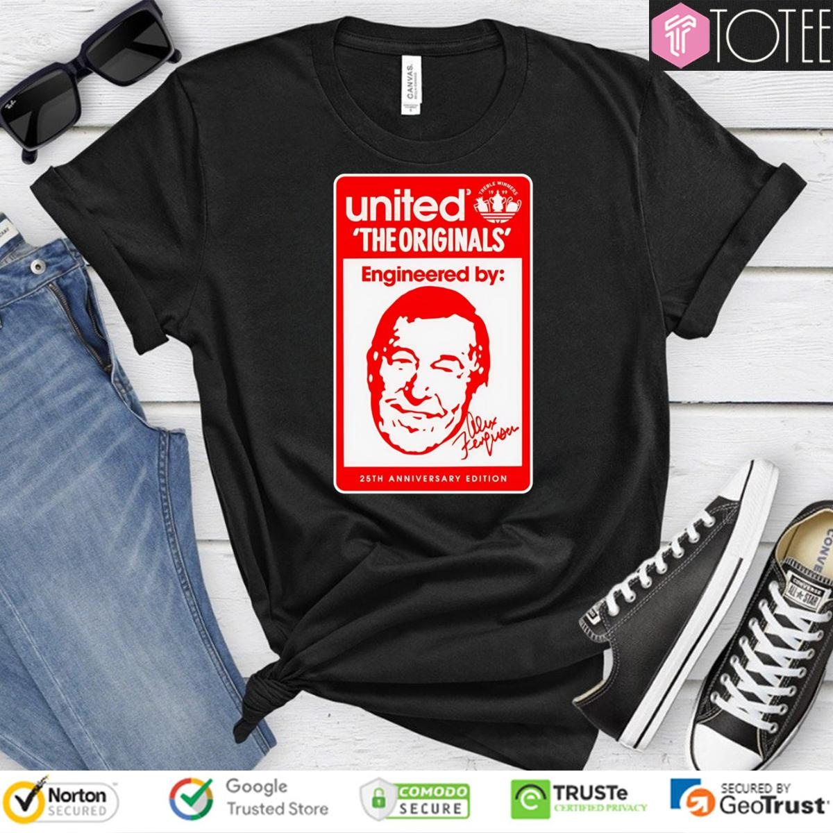The Originals Engineered Alex Ferguson 25Th Anniversary Man United Signed T-shirt