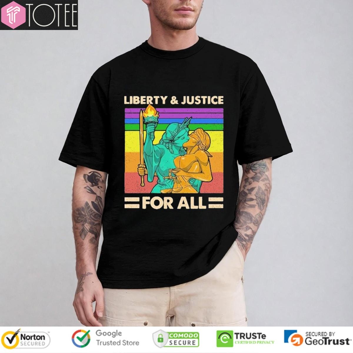 Lgbt Liberty Kiss Justice For All Vintage T-shirt