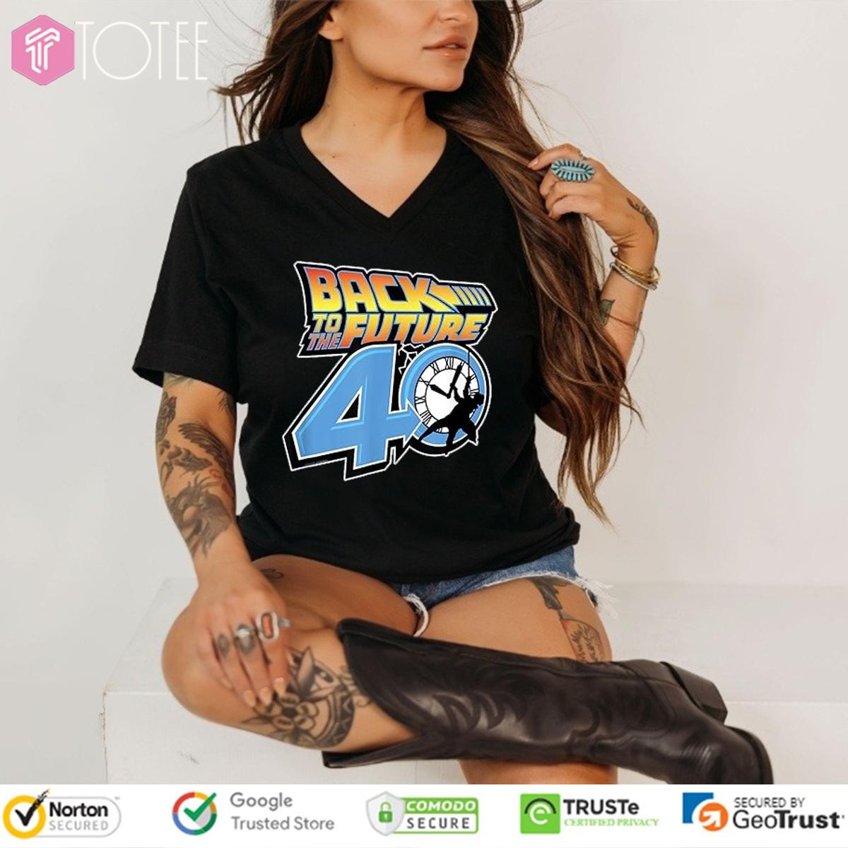 Back To The Future 40 Years Logo V-neck
