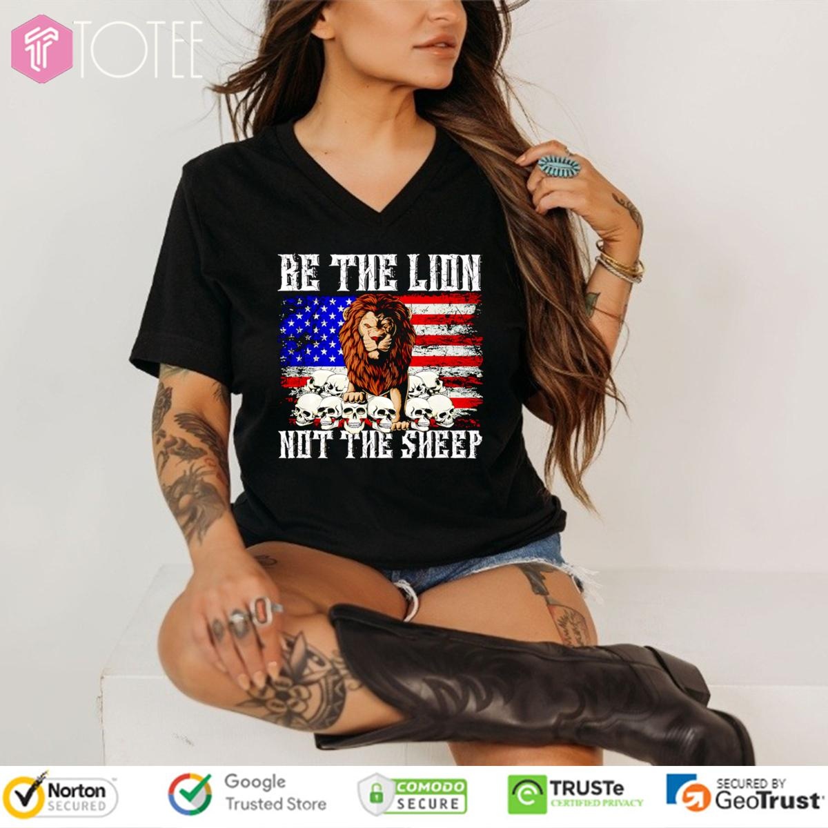 Be The Lion Not The Sheep American Flag 4Th Of July V-neck
