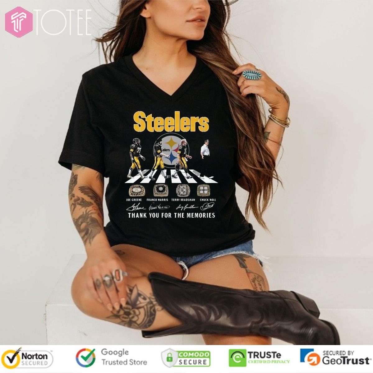Steelers Greene Harris Bradshaw Chuck Noll Abbey Road Signatures V-neck