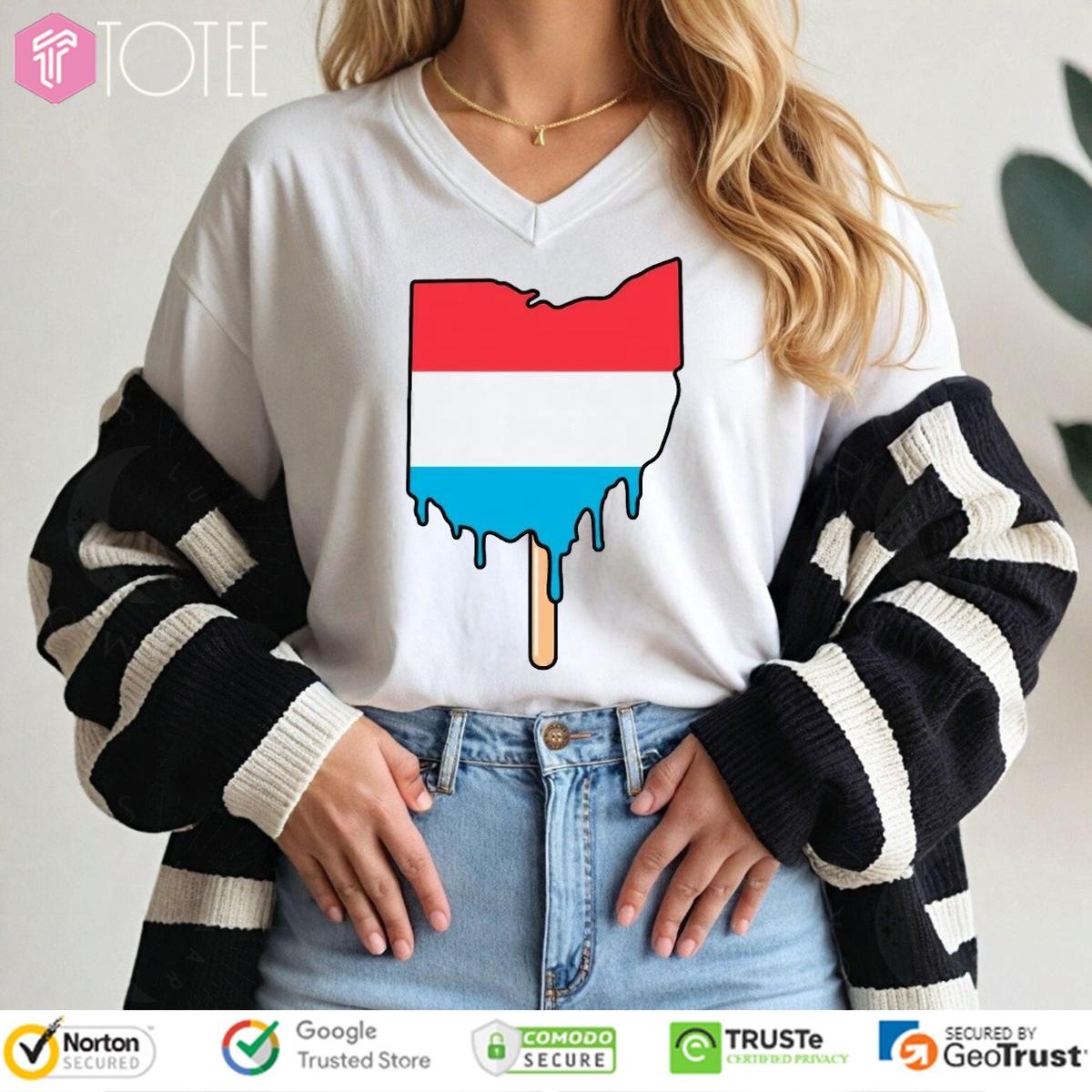 Ohio Luxembourg Flag Ice Cream V-neck