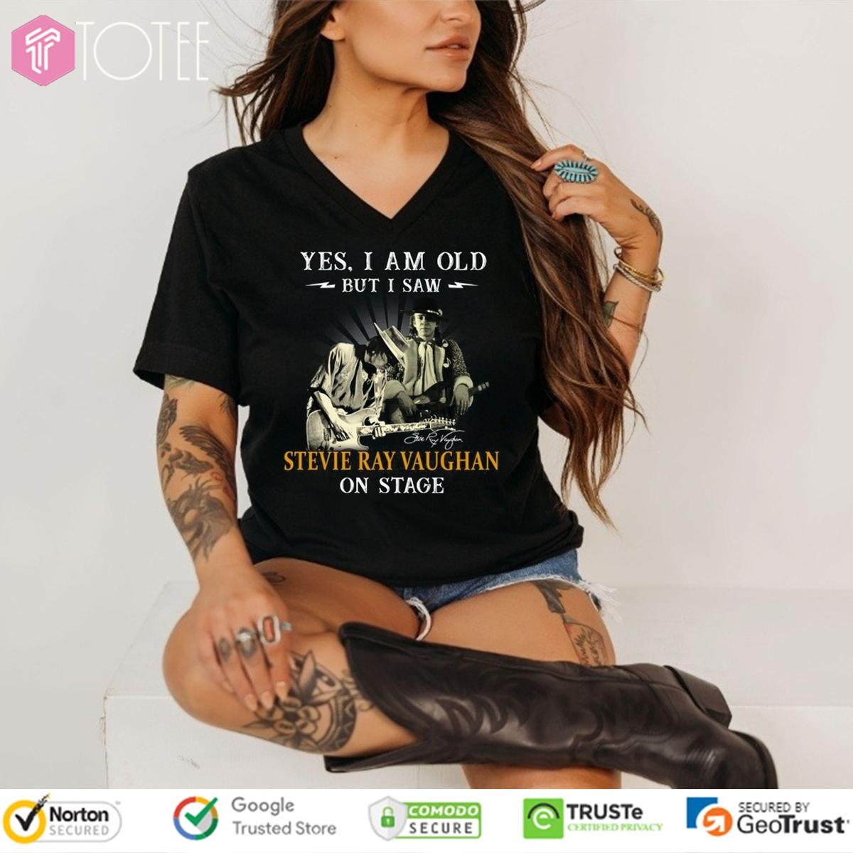 Yes I Am Old But I Saw Stevie Ray Vaughan On Stage Signature V-neck