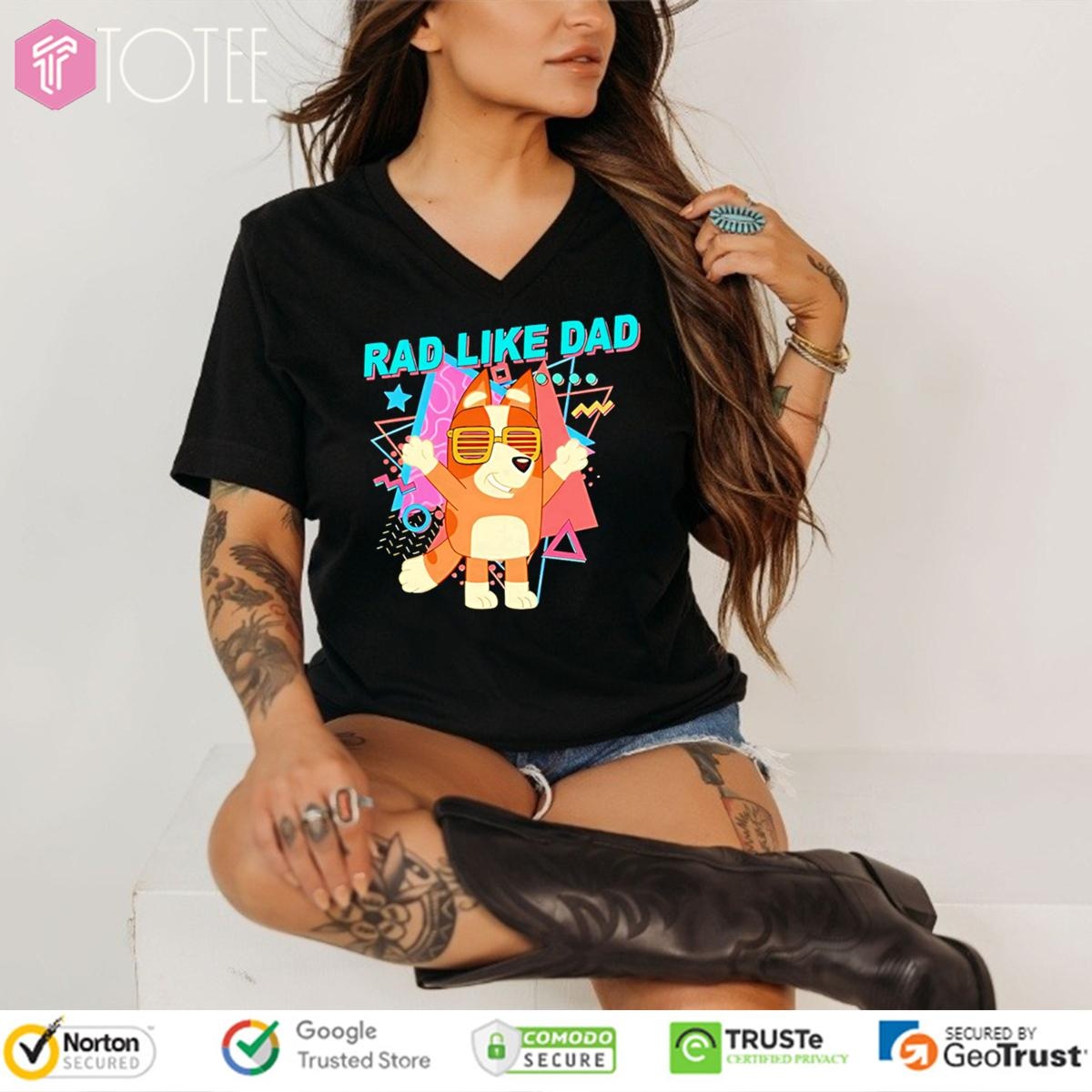 Bluey Rad Like Dad Fathers Day V-neck