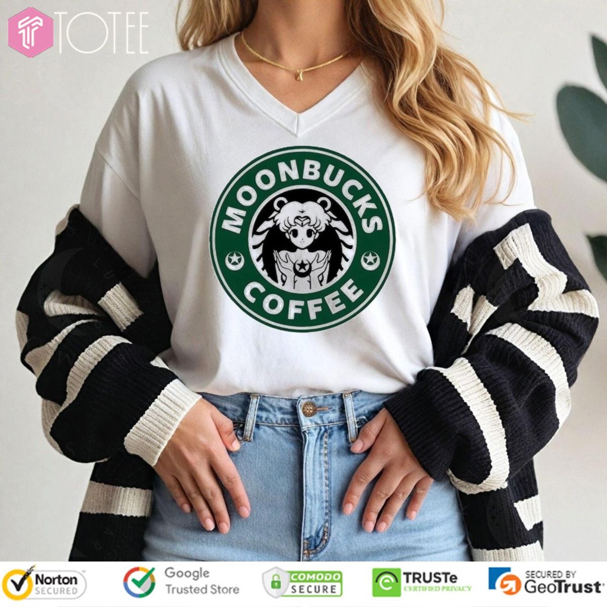Moonbucks Coffee Parody Sailor Moon Starbucks V-neck